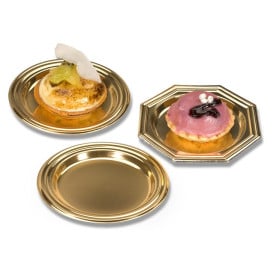 Piattino di Plastica Dessert Tondo Oro 8 cm (125 Pezzi)