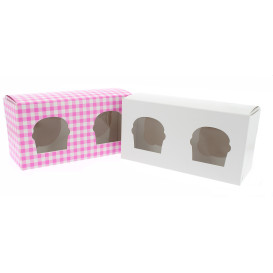 Scatola 2 Cupcakes con Inserto 19,5x10x7,5cm Bianco (160 Pezzi)
