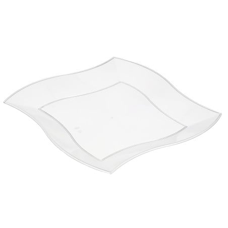 Piatto Plastica Piano Quadrato Onde Bianco 180mm (360 Pezzi)