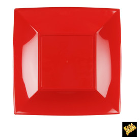 Piatto Plastica Piano Rosso Nice PP 230mm (25 Pezzi)