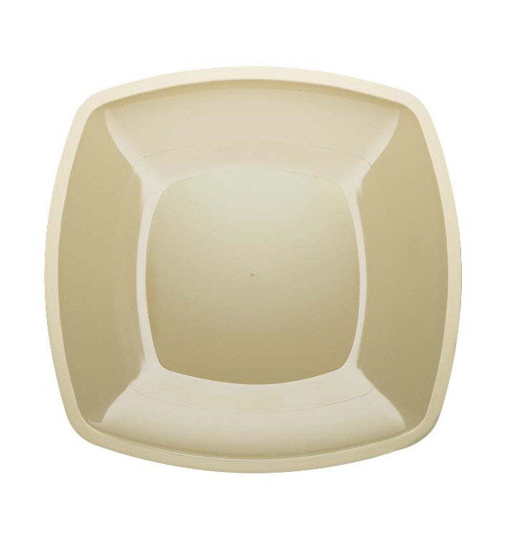 Piatto Plastica Piano Crema Square PS 300mm (144 Pezzi)