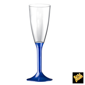 Calice Plastica Flute Gambo Blu Perlato 120ml 2P (200 Pezzi)