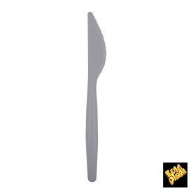 Coltello di Plastica Easy PS Grigio 185mm (20 Pezzi)