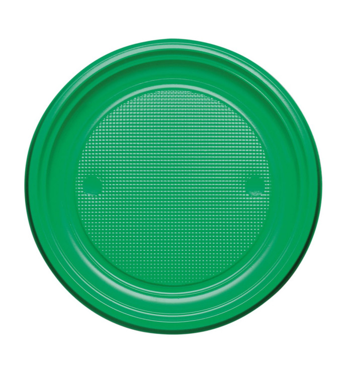 Piatto di Plastica PS Piano Verde Ø170mm (1100 Pezzi)