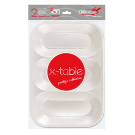 Vassoio di Plastica PP "X-Table" 3C Perla 330x230mm (2 Pezzi)