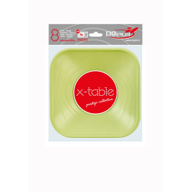 Ciotola Plastica PP "X-Table" Verde Acido 18x18cm (8 Pezzi)