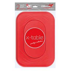 Vassoio di Plastica "X-Table" Rosso PP 330x230mm (2 Pezzi)