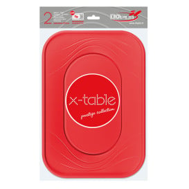 Vassoio di Plastica "X-Table" Rosso PP 330x230mm (60 Pezzi)