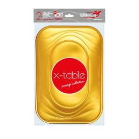 Vassoio di Plastica PP "X-Table" Oro 330x230mm (60 Pezzi)