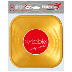 Ciotola Plastica PP "X-Table" Oro 18x18cm (8 Pezzi)