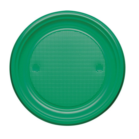 Piatto di Plastica Piano Verde PS Ø220mm (780 Pezzi)