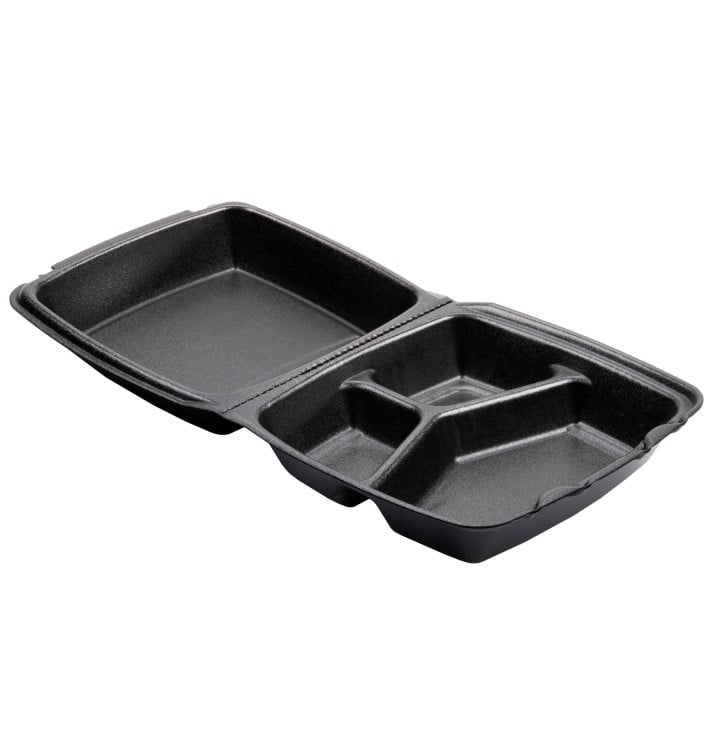 Contenitori EPS Lunchbox 3 Sco. Nero 210x200mm (200 Pezzi)