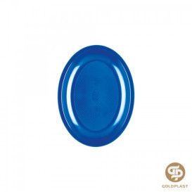 Piatti Plastica Ovali Blu Mediterraneo Round PP 255mm (50 Pezzi)