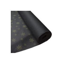 Tovaglia Rotolo Non Tessuto Nero "Stelle" Oro 1,2x50m 50g (6 Pezzi)