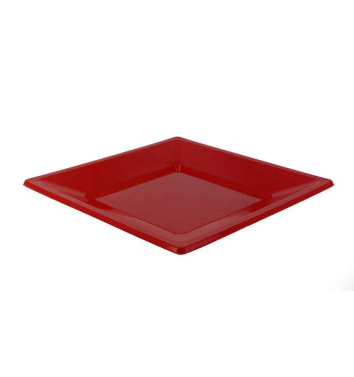 Piatto Plastica Piano Quadrato Rosso 170mm (750 Pezzi)