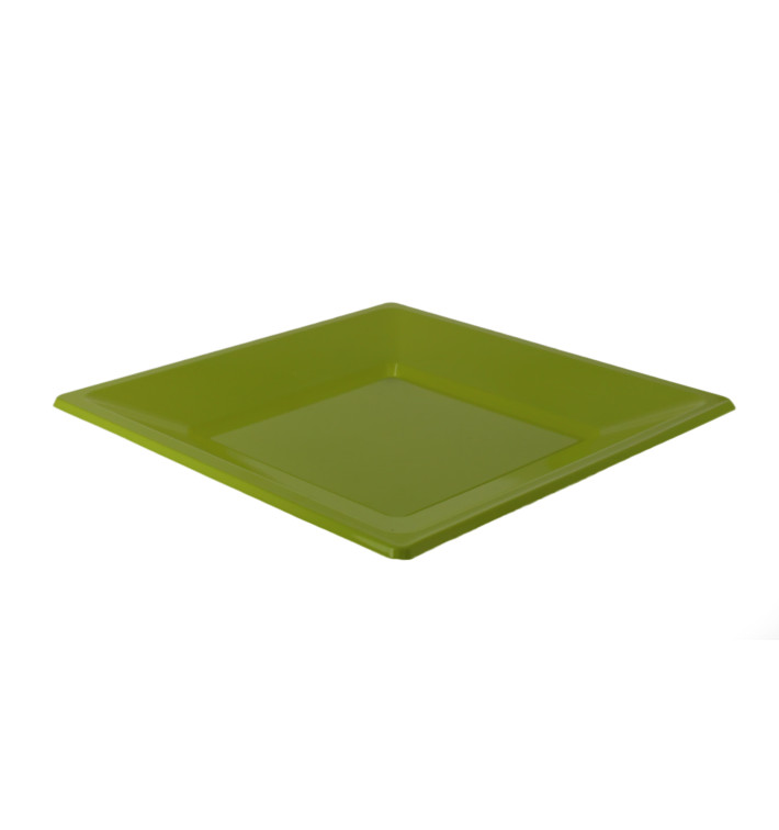 Piatto Plastica Piano Quadrato Verde Pistacchio 170mm (5 Pezzi)