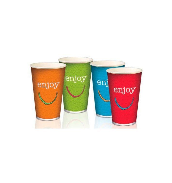 Bicchiere di Carta 16 Oz/500 ml "Enjoy" Ø9,0cm (1000 Pezzi)