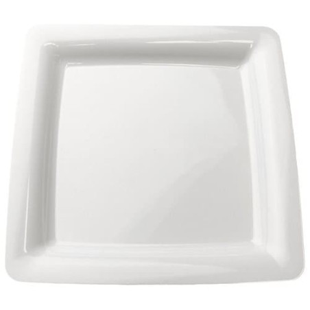 Piatto Plastica Rigida Quadrato Bianco 18x18cm (20 Pezzi)