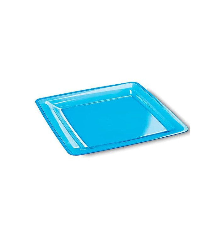 Piatto Plastica Rigida Quadrato Turchese 22,5x22,5cm (6 Pezzi)