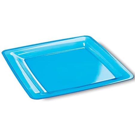 Piatto Plastica Rigida Quadrato Turchese 22,5x22,5cm (6 Pezzi)