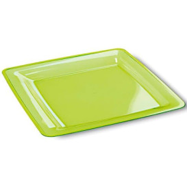 Piatto Plastica Rigida Quadrato Verde 22,5x22,5cm (72 Pezzi)