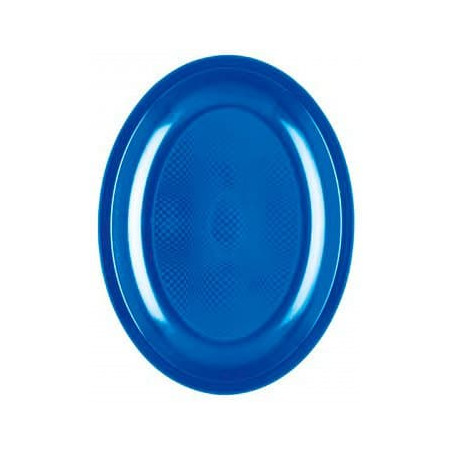 Piatti Plastica Ovali Blu Mediterraneo Round PP 255mm (50 Pezzi)