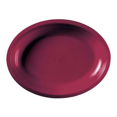 Vassoio Duro Riutilizzabile Ovale Bourdeaux “Round” PP 25,5x19cm (50 Pezzi)