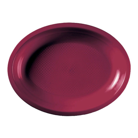 Vassoio Duro Riutilizzabile Ovale Bourdeaux "Round" PP 31,5x22cm (300 Pezzi)