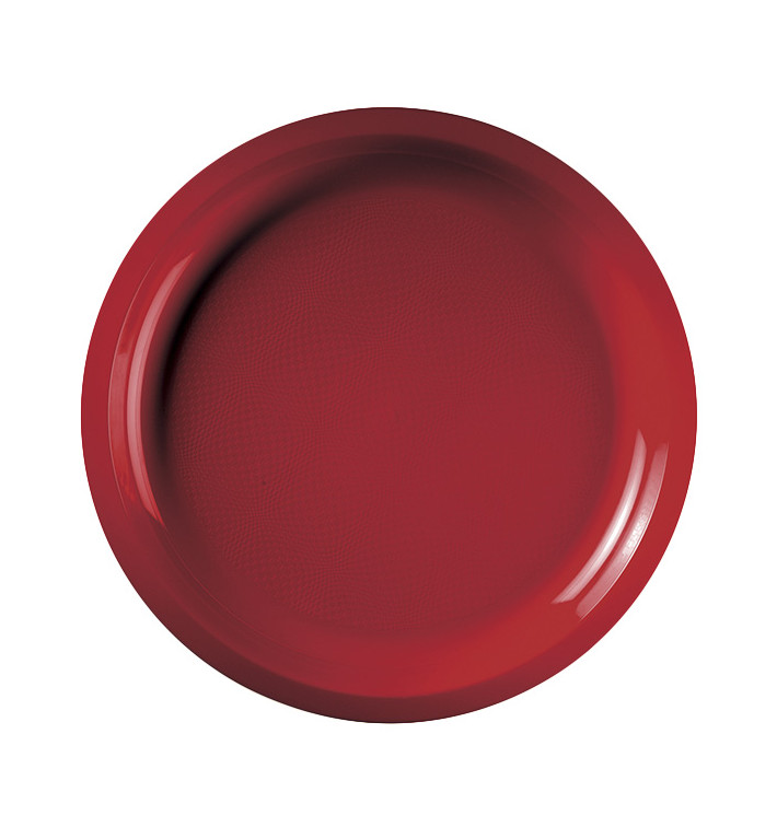 Piatto di Plastica Rosso Round PP Ø290mm (25 Pezzi)