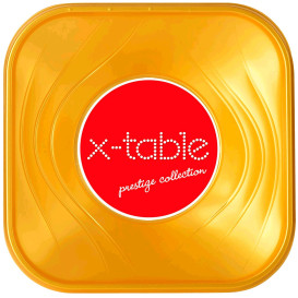 Ciotola Plastica PP "X-Table" Oro 18x18cm (8 Pezzi)