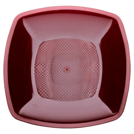 Piatto Duro Riutilizzabile Fondo Bordeaux "Square" PP 18cm (25 Pezzi)