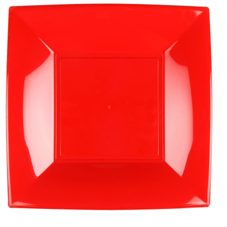 Piatto Duro Riutilizzabile Piano Rosso "Nice" PP 29cm (144 Pezzi)