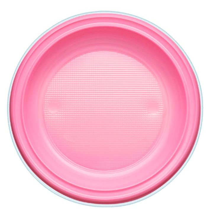 PIATTI PIANI DOPLA PLASTICA RICICLABILE ROSA 25 PZ 22 CM