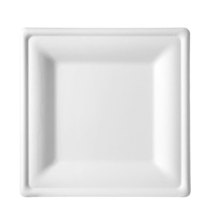 Piatto Quadrato Bianco Canna Zucchero 15x15cm (1000 Pezzi)