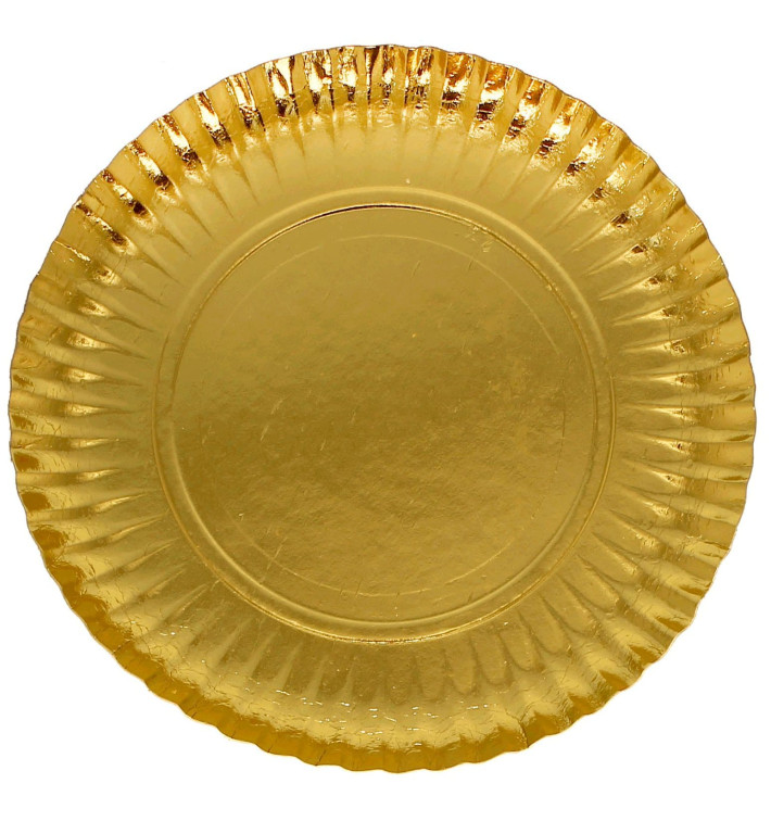 Piatto di Carta Tondo Oro 230 mm (500 Pezzi)