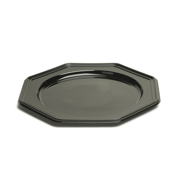 Suttopiatto di Plastica Catering Ottagonali Nero 30 cm (50 Pezzi)