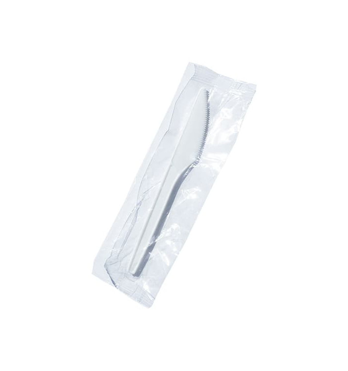 Coltello di Plastica PS Bianco170 mm Imbustate (1000 Pezzi)