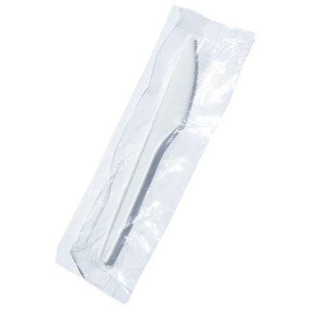 Coltello di Plastica PS Bianco170 mm Imbustate (100 Pezzi)