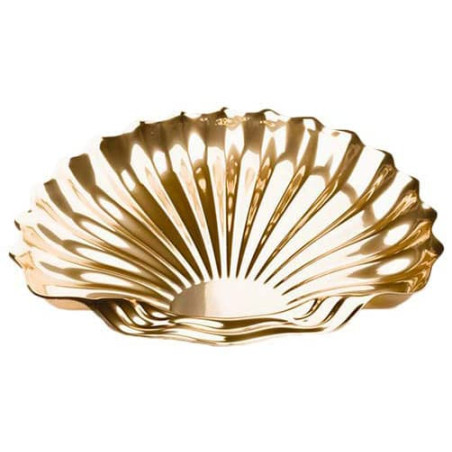 Vassoio di Plastica Catering a Conchiglia Oro 34x30 cm (50 Pezzi)