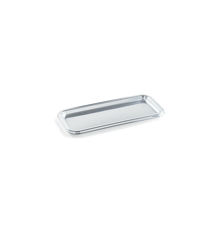 Vassoio Plastica Rettangolare Argento 35X16 cm (50 Pezzi)