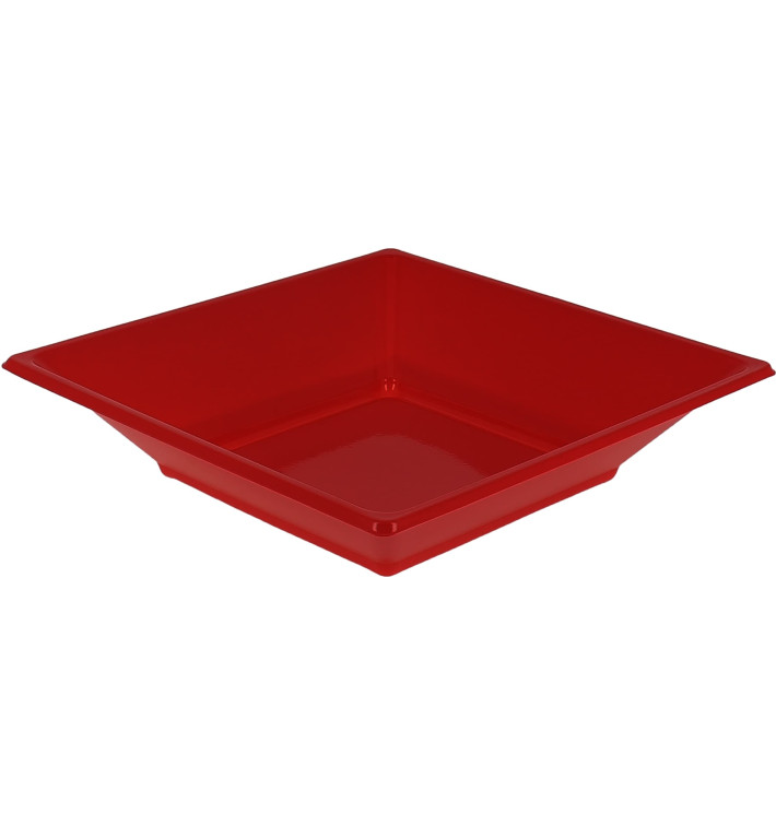 Piatto Plastica Fondo Quadrato Rosso 170mm (25 Pezzi)