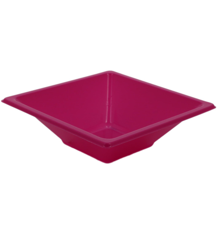 Ciotola Plastica PS Quadrato Fucsia 12x12cm (25 Pezzi)