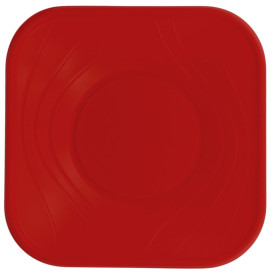 Piatto di Plastica PP "X-Table" Piazza Piano Rosso 230mm (8 Pezzi)