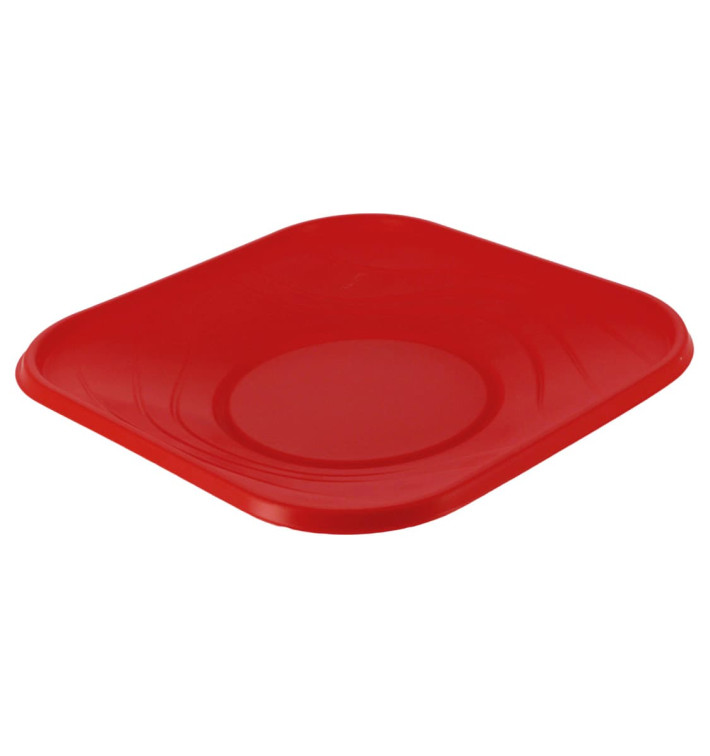 Piatto di Plastica PP "X-Table" Piazza Piano Rosso 230mm (8 Pezzi)