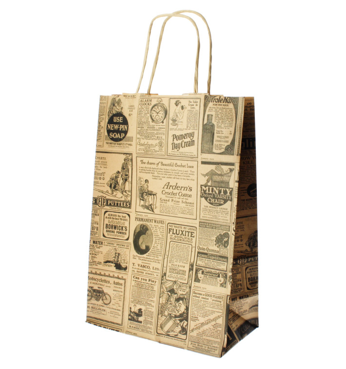 Buste Shopper in Carta Marrone 100g/m² 22+11x27cm (25 Pezzi)