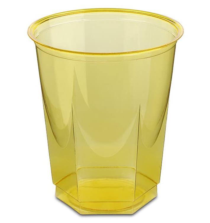 Bicchiere Plastica Esagonale PS Glas Giallo 250ml (10 Uds)