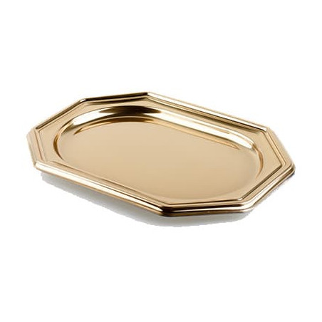 Vassoio di Plastica Ovale Oro 46x30 cm (5 Pezzi)