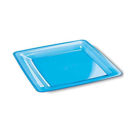 Piatto Plastica Rigida Quadrato Turchese 18x18cm (108 Pezzi)