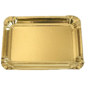 Vassoio di Cartone Rettangolare Oro 16x22 cm (100 Pezzi)