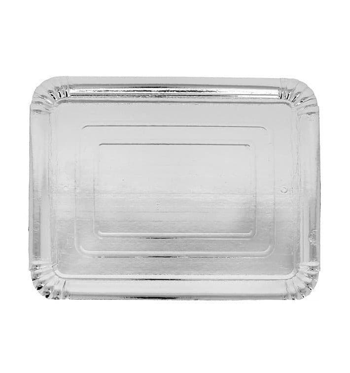 Vassoio di Cartone Rettangolare Argento 10x16 cm (2200 Pezzi)